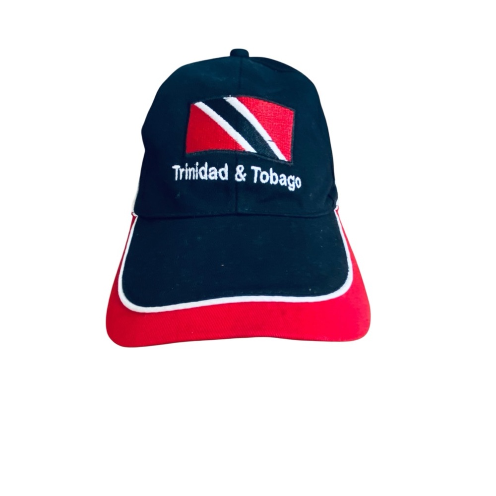 Trinidad & Tobago Embroidered Flag Baseball Cap Hat - Black  Red & White Accents